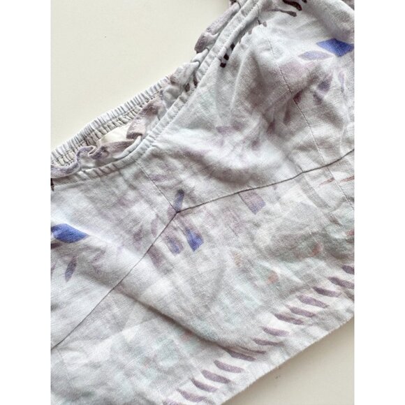 Aritzia WILFRED Wanderer Blue Linen Cropped Puff Sleeve Bustier Blouse, Size S - Picture 7 of 15